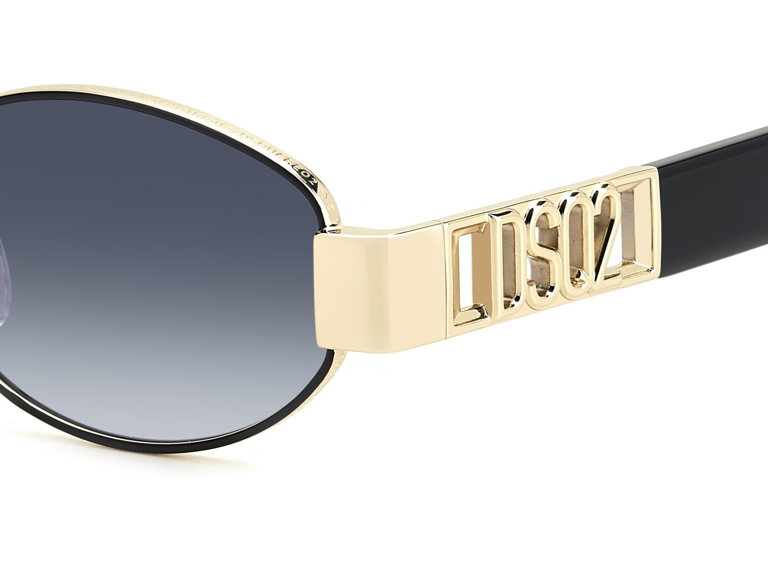 Occhiali da sole Dsquared2 D2 0155/S 207898 0NZ 08 colore matte gold black forma ovale lenti dk blue shaded