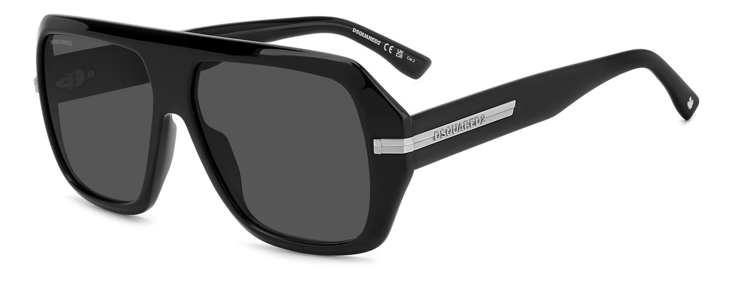 Occhiali da sole Dsquared2 D2 0160/S 207900 807 IR colore black forma rettangolare lenti grey