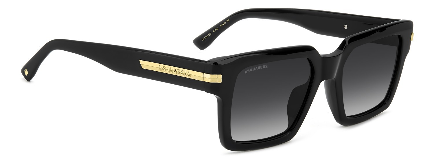 Occhiali da sole Dsquared2 D2 0161/G 207901 807 9O colore black forma rettangolare lenti dark grey shaded