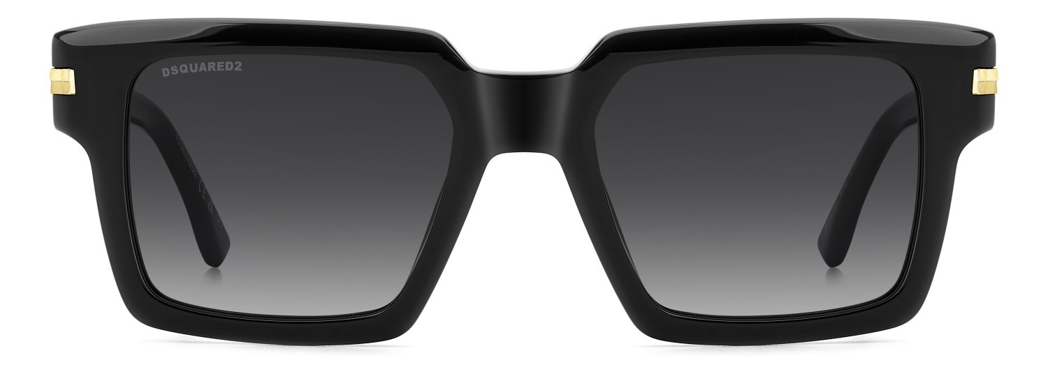 Occhiali da sole Dsquared2 D2 0161/G 207901 807 9O colore black forma rettangolare lenti dark grey shaded
