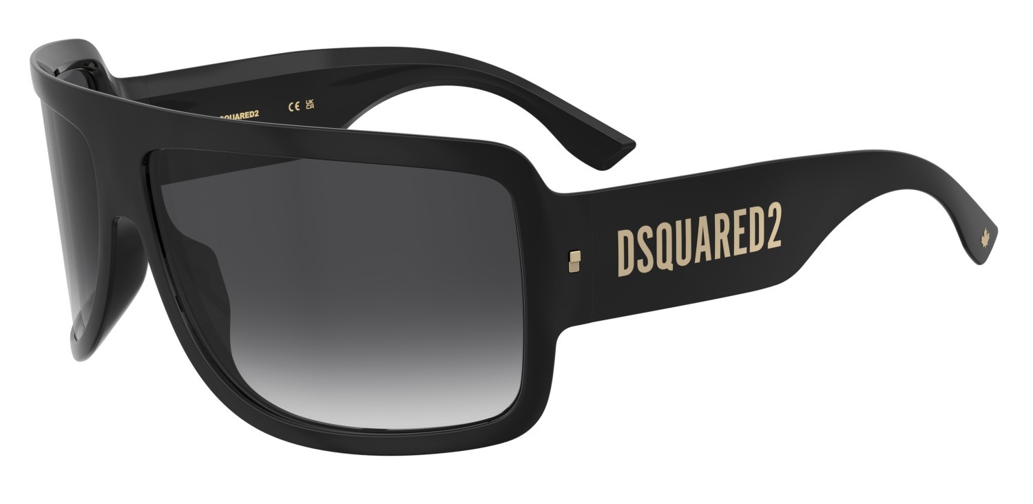 Occhiali da sole Dsquared2 D2 0164/S 207902 807 9O colore black forma mask lenti dark grey shaded
