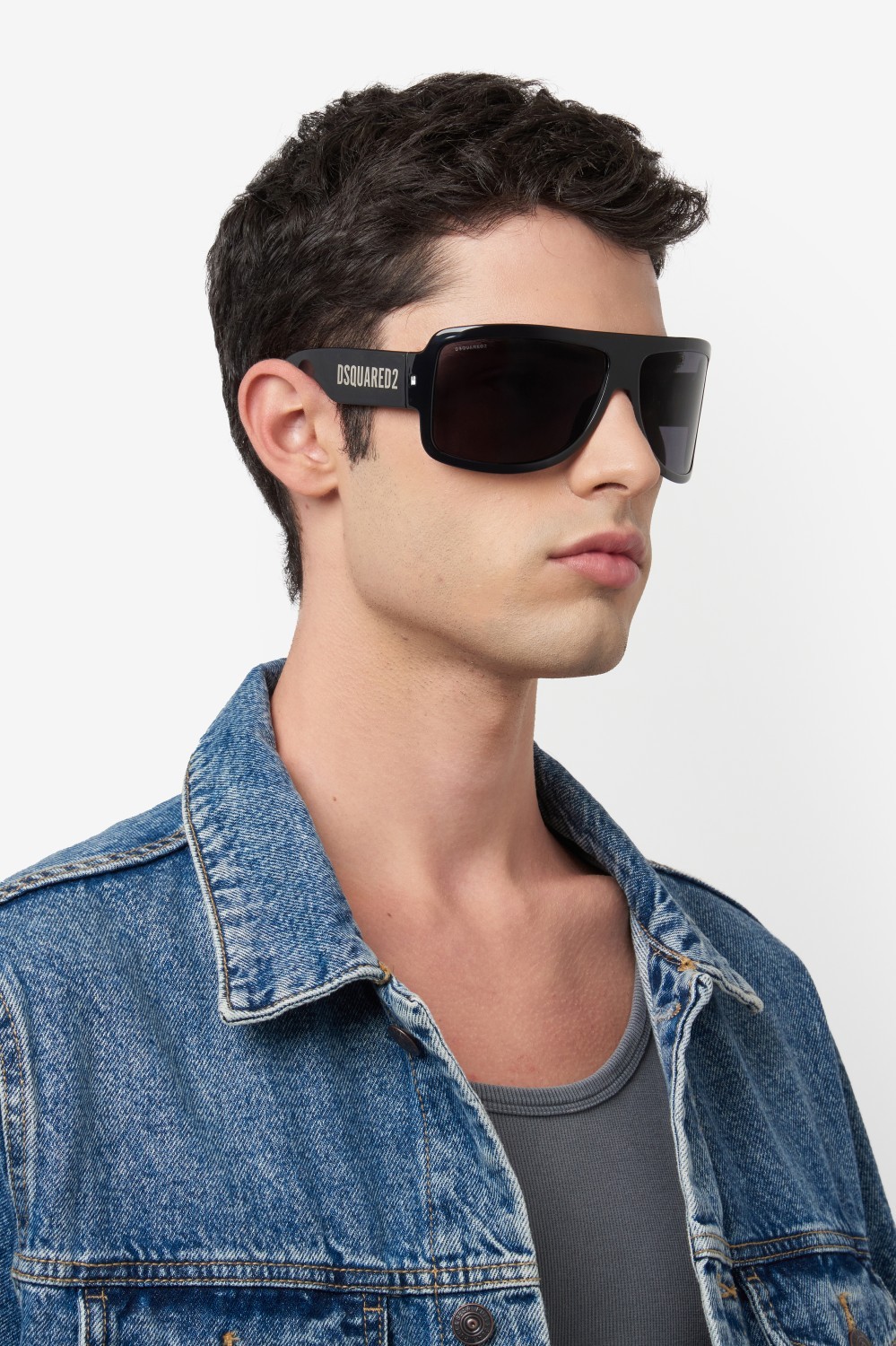Occhiali da sole Dsquared2 D2 0164/S 207902 807 9O colore black forma mask lenti dark grey shaded