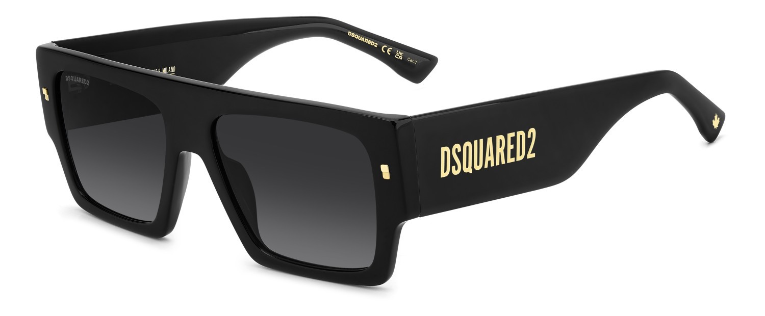 Occhiali da sole Dsquared2 D2 0165/S 207903 807 9O colore black forma rettangolare lenti dark grey shaded