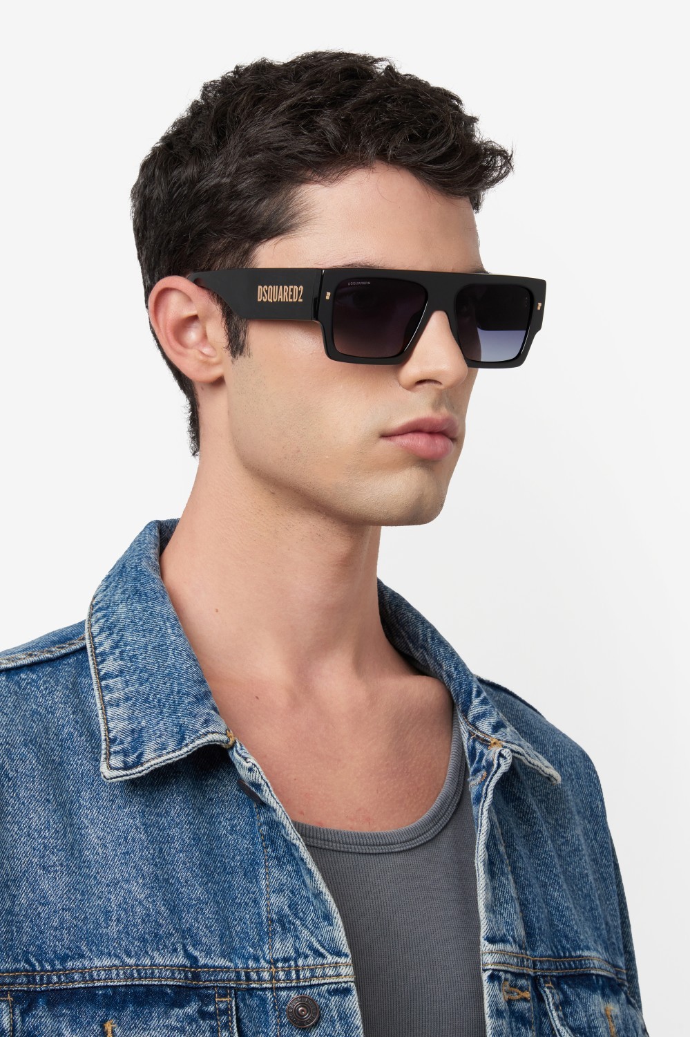 Occhiali da sole Dsquared2 D2 0165/S 207903 807 9O colore black forma rettangolare lenti dark grey shaded