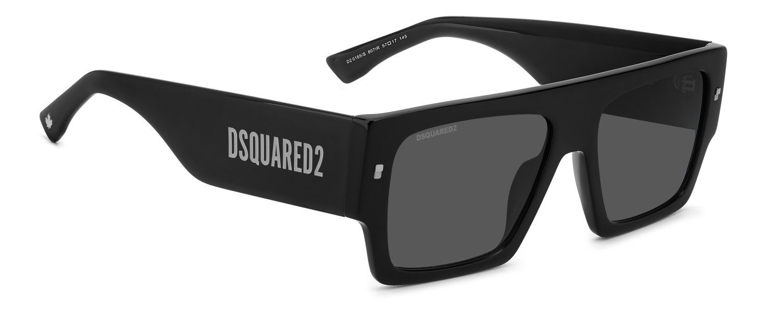 Occhiali da sole Dsquared2 D2 0165/S 207903 807 IR colore black forma rettangolare lenti grey