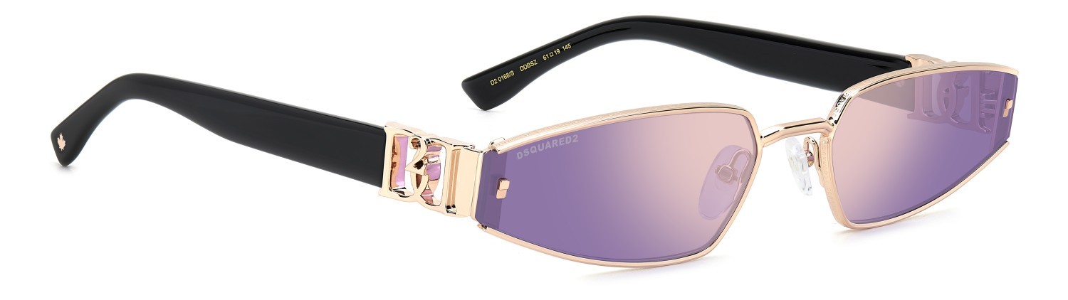 Occhiali da sole Dsquared2 D2 0168/S 207904 DDB SZ colore gold copper forma cat eye lenti rose gold grey violet mirror decor
