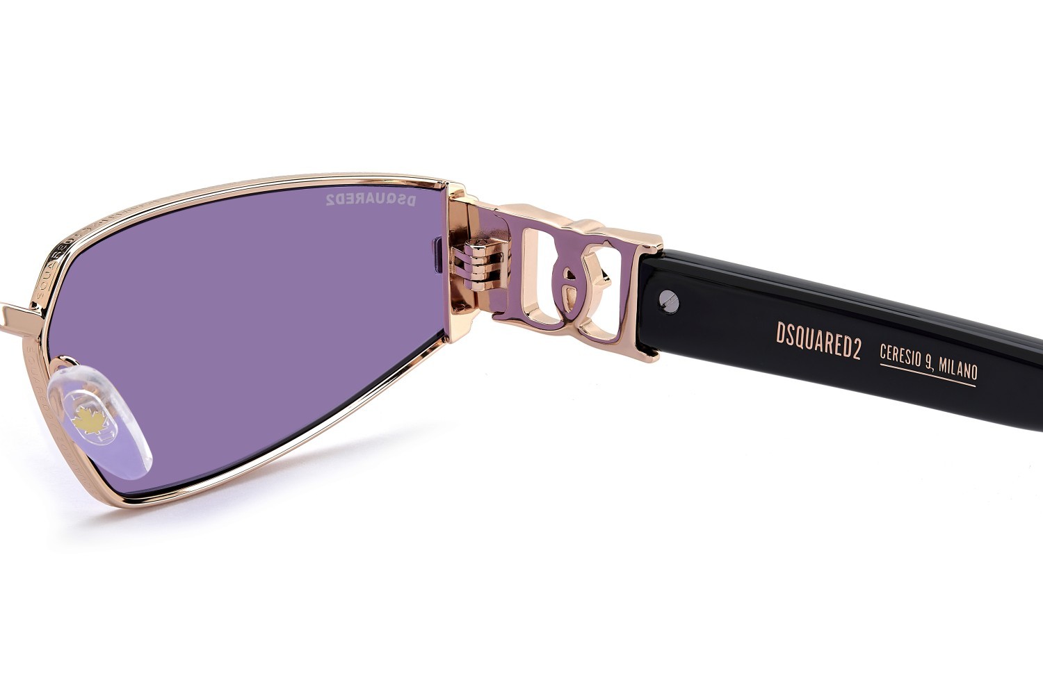 Occhiali da sole Dsquared2 D2 0168/S 207904 DDB SZ colore gold copper forma cat eye lenti rose gold grey violet mirror decor