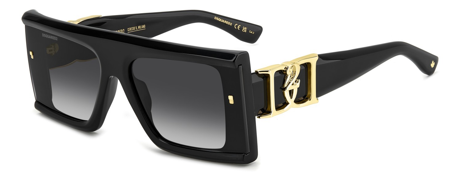 Occhiali da sole Dsquared2 D2 0169/S 207905 807 9O colore black forma rettangolare lenti dark grey shaded
