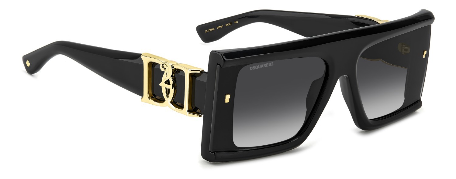 Occhiali da sole Dsquared2 D2 0169/S 207905 807 9O colore black forma rettangolare lenti dark grey shaded