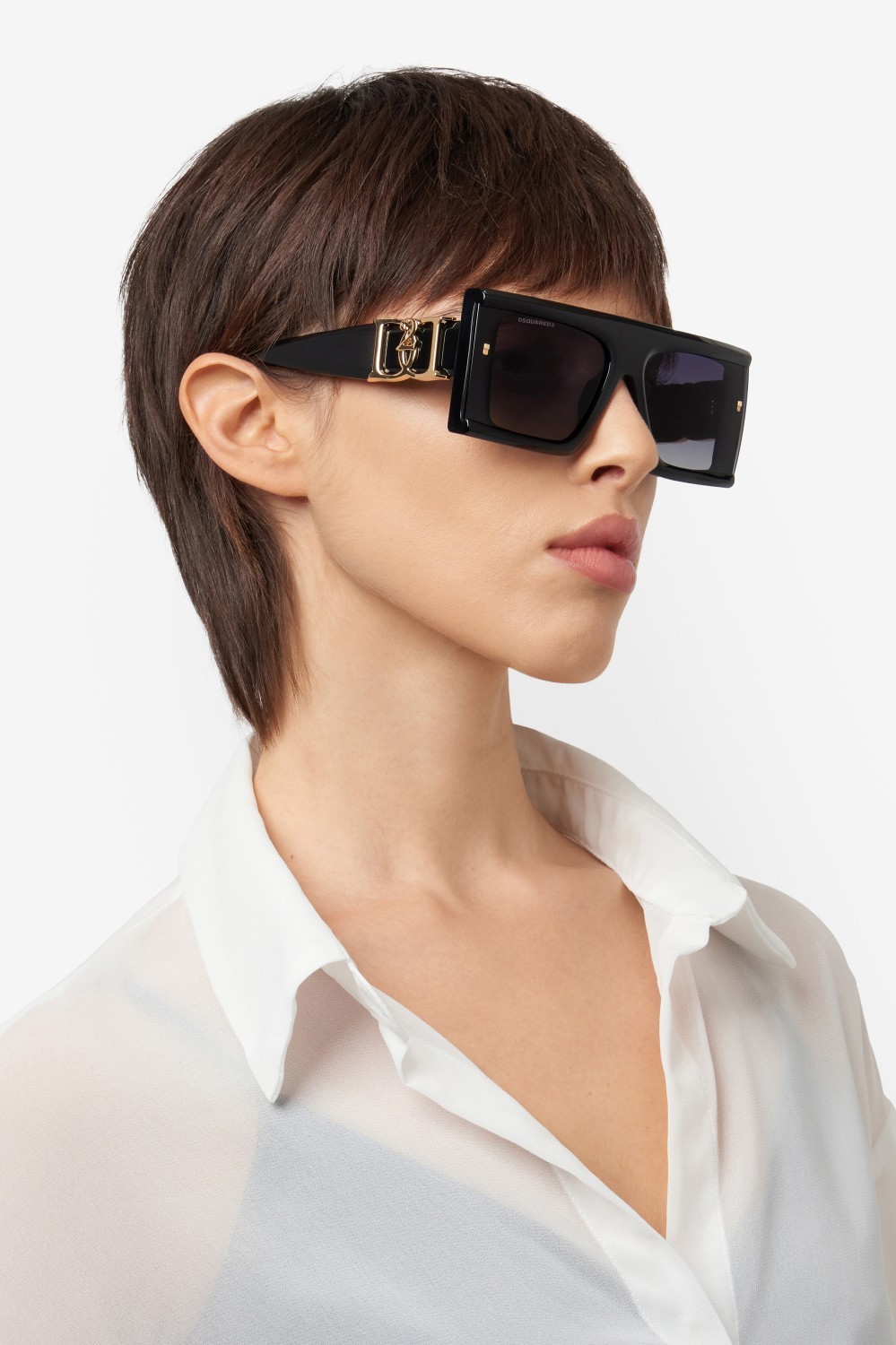 Occhiali da sole Dsquared2 D2 0169/S 207905 807 9O colore black forma rettangolare lenti dark grey shaded