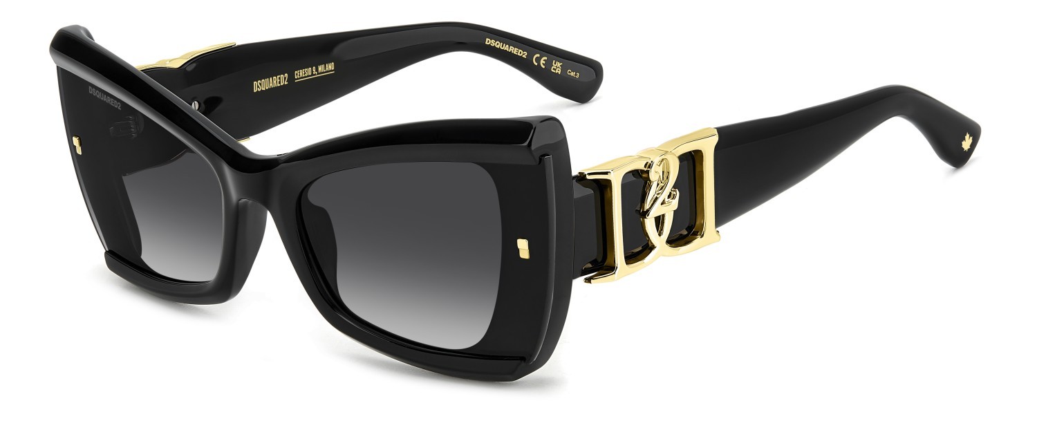Occhiali da sole Dsquared2 D2 0170/S 207906 807 9O colore black forma farfalla lenti dark grey shaded
