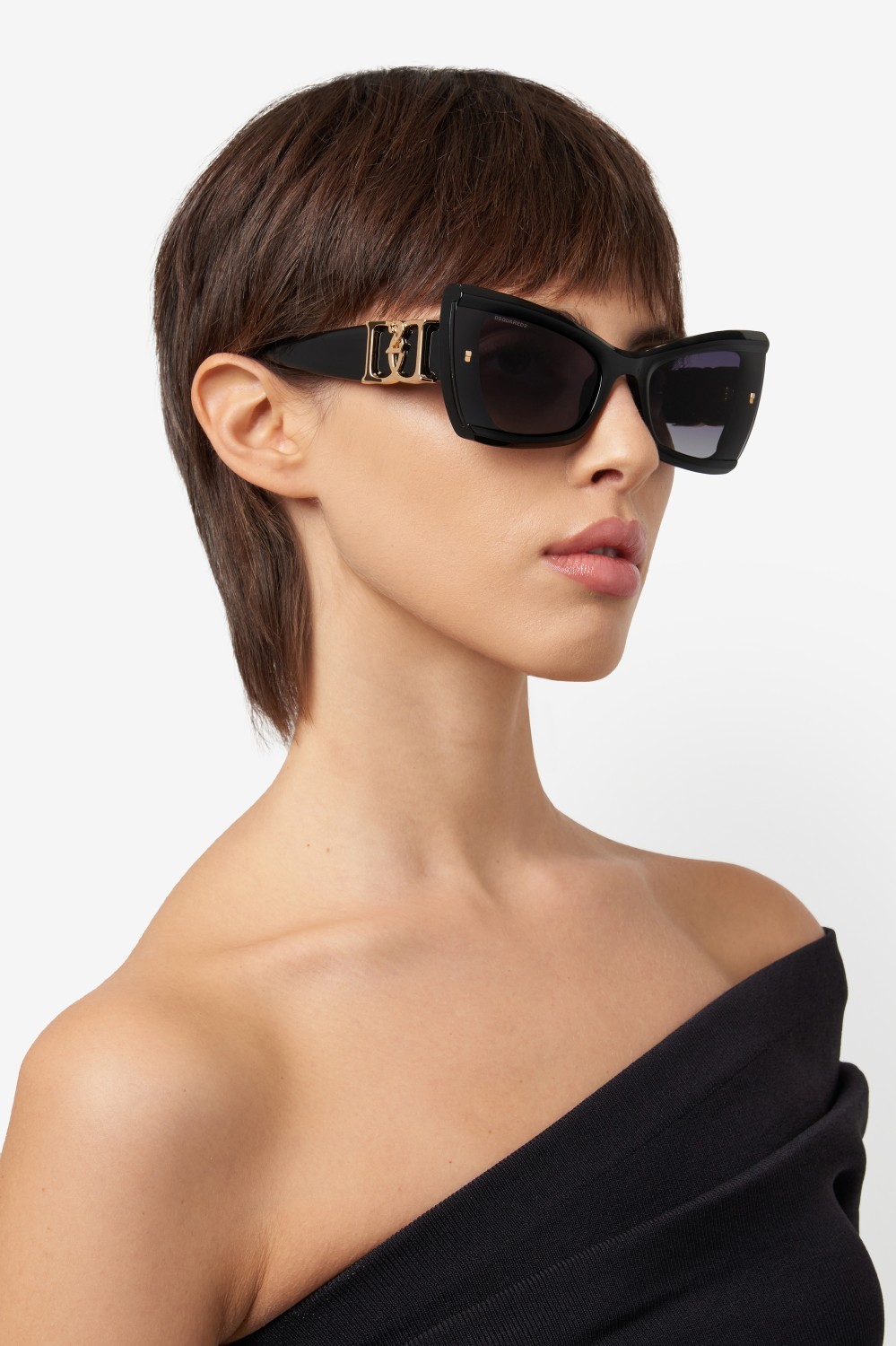 Occhiali da sole Dsquared2 D2 0170/S 207906 807 9O colore black forma farfalla lenti dark grey shaded