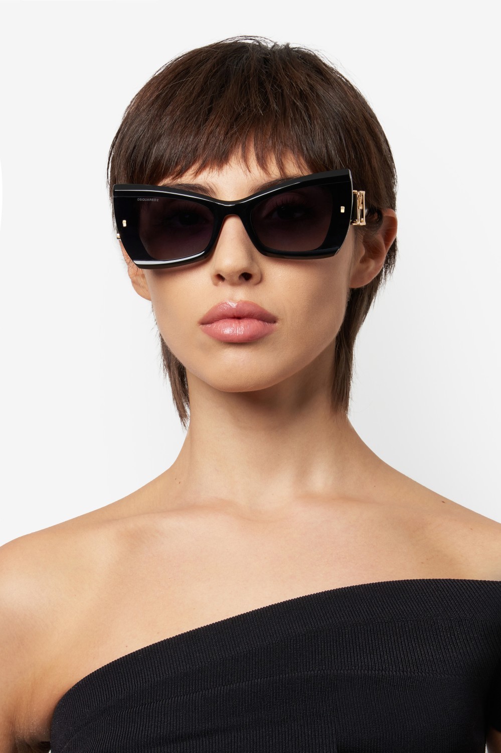 Occhiali da sole Dsquared2 D2 0170/S 207906 807 9O colore black forma farfalla lenti dark grey shaded