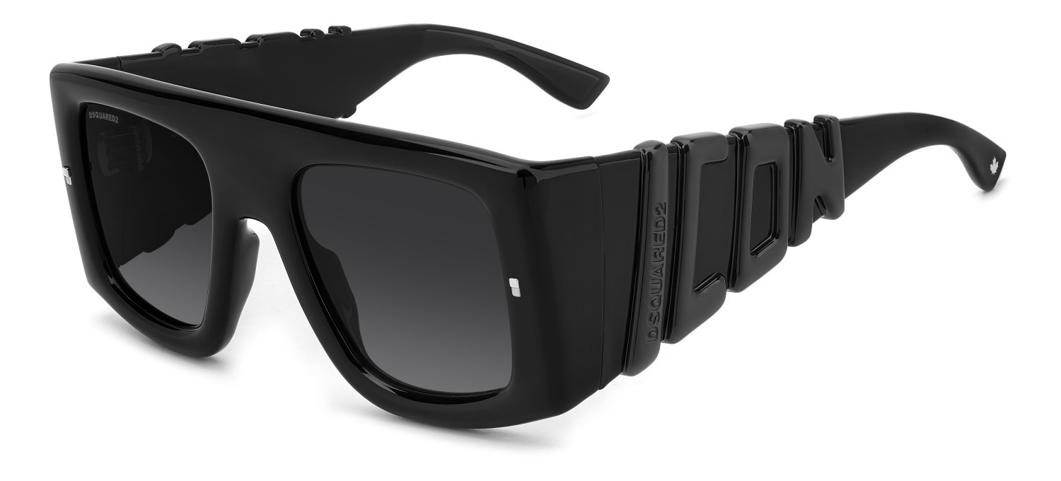 Occhiali da sole Dsquared2 Icon 0024/S 207907 807 9O colore black forma rettangolare lenti dark grey shaded