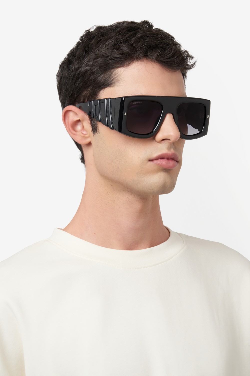 Occhiali da sole Dsquared2 Icon 0024/S 207907 807 9O colore black forma rettangolare lenti dark grey shaded