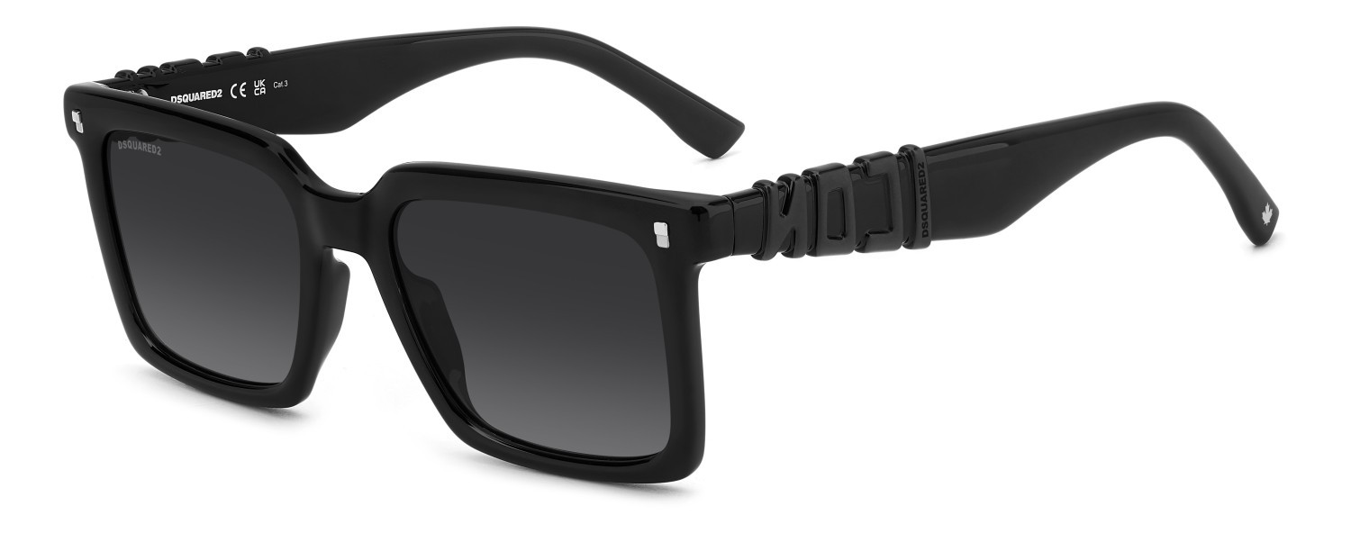 Occhiali da sole Dsquared2 Icon 0025/S 207908 807 9O colore black forma rettangolare lenti dark grey shaded