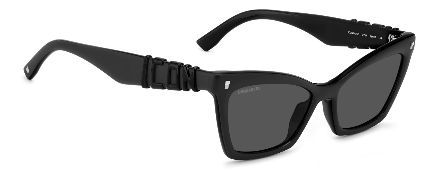 Occhiali da sole Dsquared2 Icon 0026/S 207909 003 IR colore matte black forma farfalla lenti grey