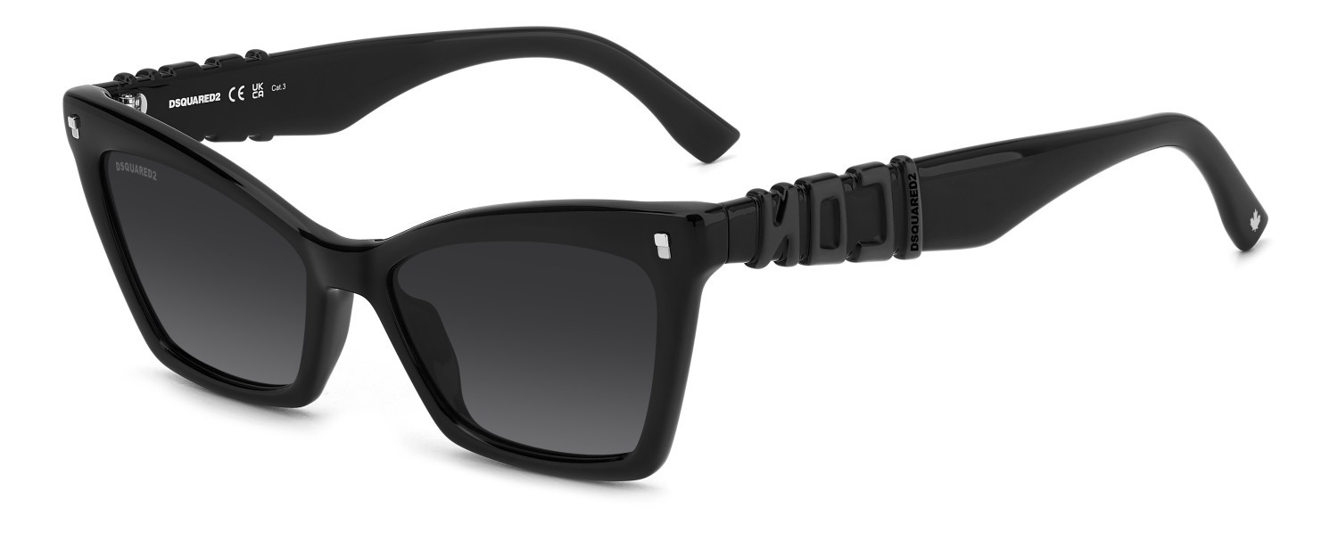 Sunglasses Dsquared2 Icon 0026/S 207909 807 9O color black shape butterfly lenses dark grey shaded