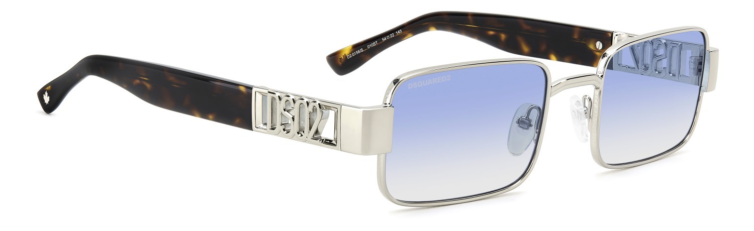 Occhiali da sole Dsquared2 D2 0156/S 207910 010 ST colore palladium forma rettangolare lenti azure shaded