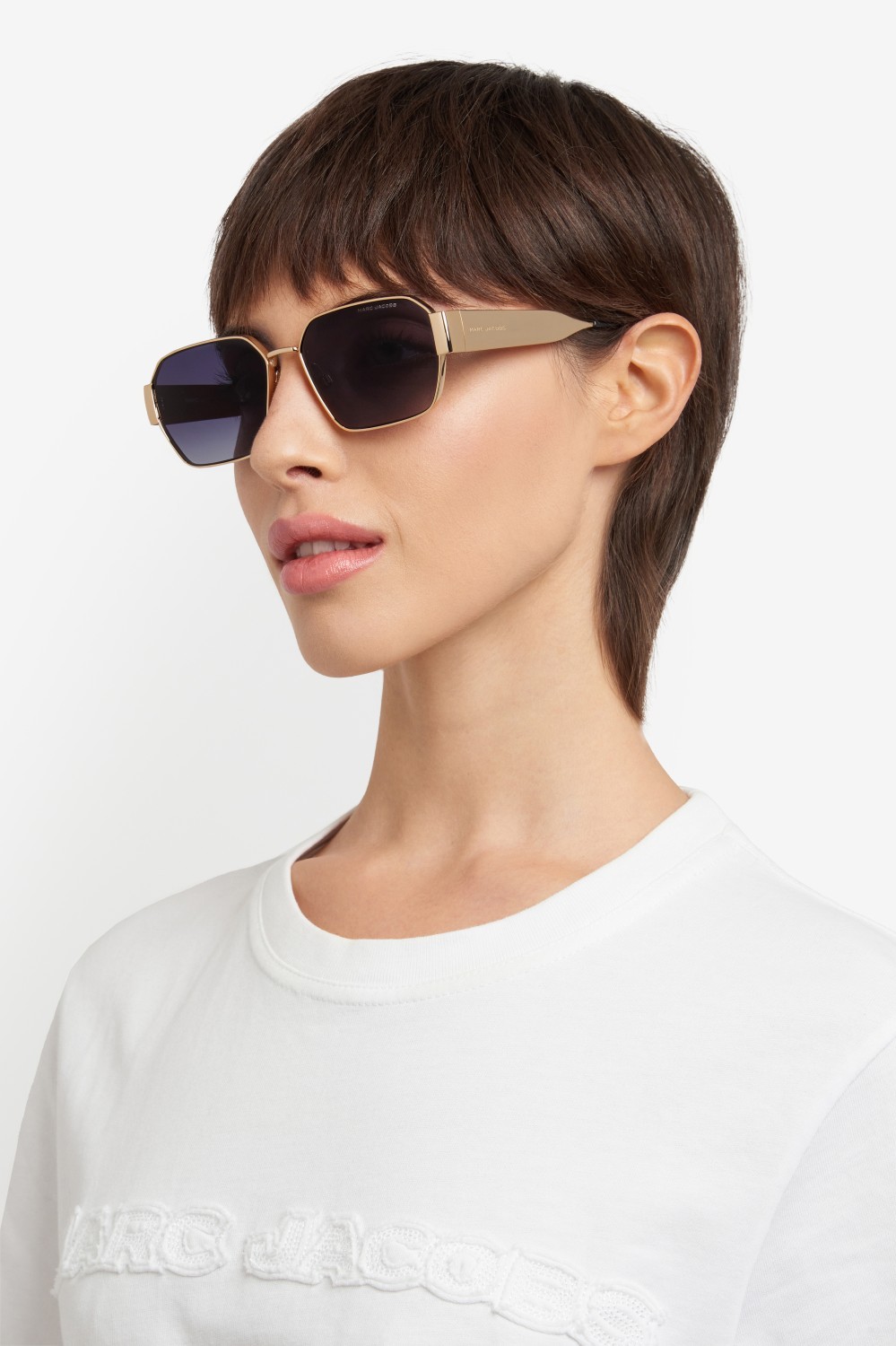 Occhiali da sole Marc Jacobs 805/S 207926 RHL 9O colore gold black_ forma rettangolare lenti dark grey shaded
