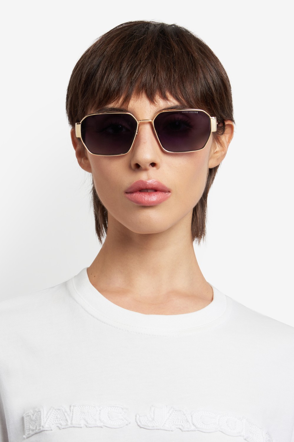 Occhiali da sole Marc Jacobs 805/S 207926 RHL 9O colore gold black_ forma rettangolare lenti dark grey shaded
