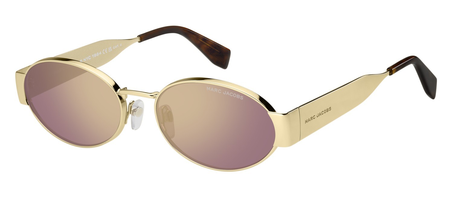 Occhiali da sole Marc Jacobs 806/S 207927 S9E SZ colore gold violet forma ovale lenti rose gold grey violet mirror decor