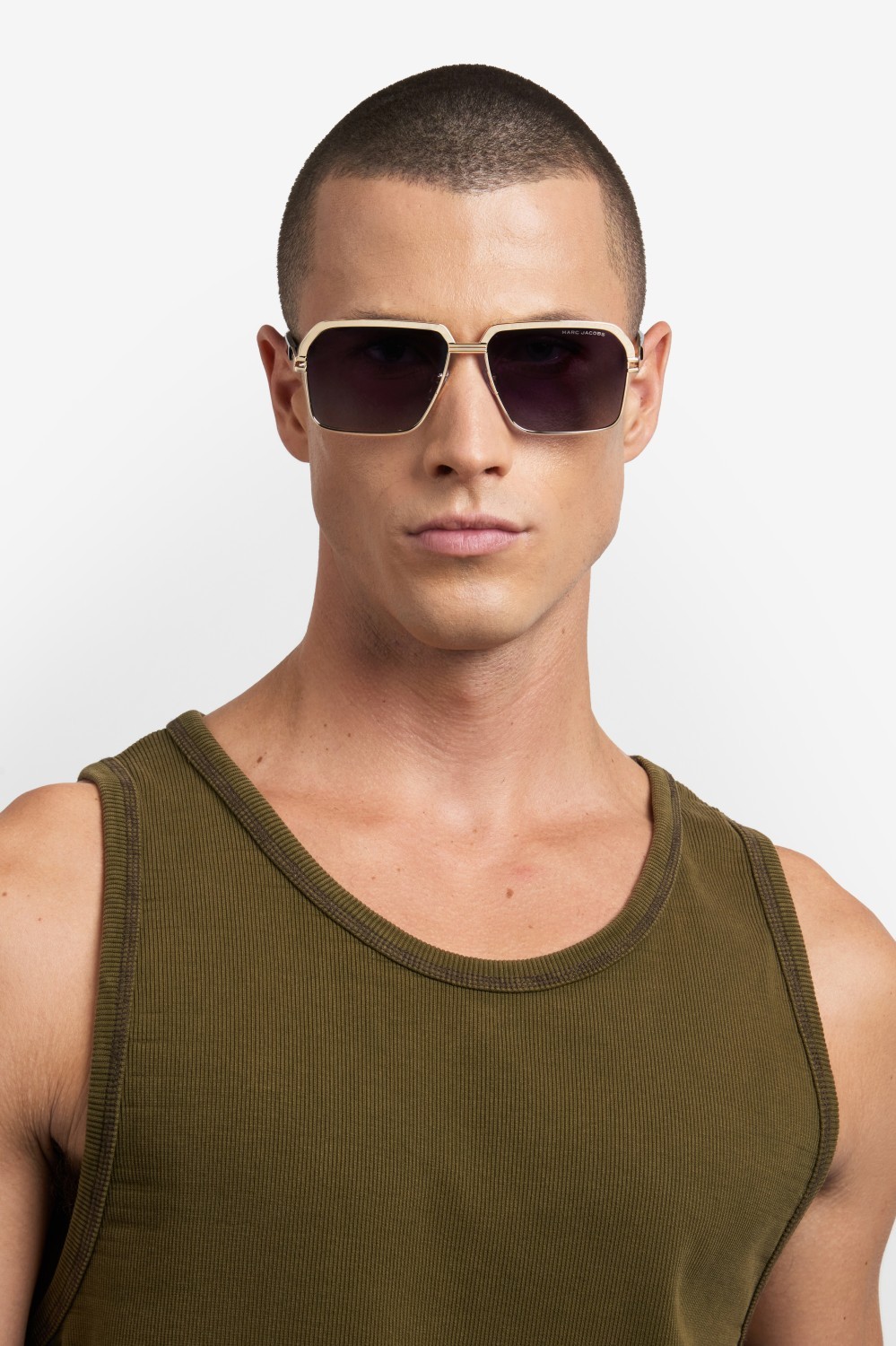 Occhiali da sole Marc Jacobs 839/S 207933 RHL 9O colore gold black_ forma rettangolare lenti dark grey shaded