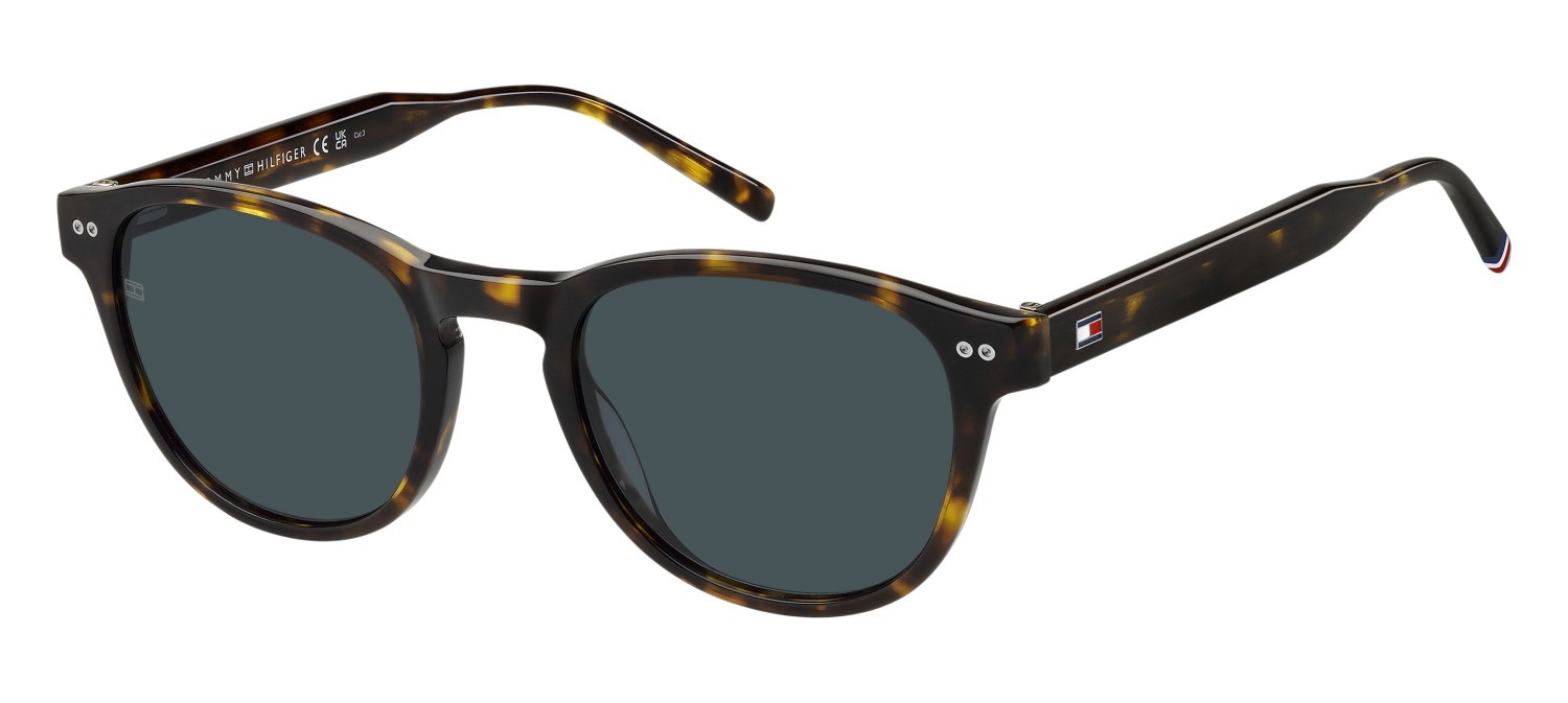 Occhiali da sole Tommy Hilfiger Th 2186/S 207941 086 KU colore havana forma pantos lenti blue