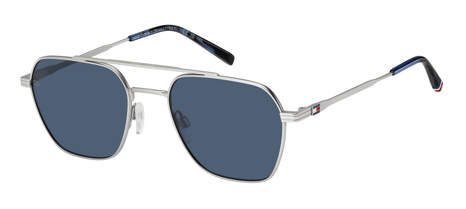 Occhiali da sole Tommy Hilfiger Th 2192/S 207942 CTL KU colore matte palladium forma rettangolare lenti blue