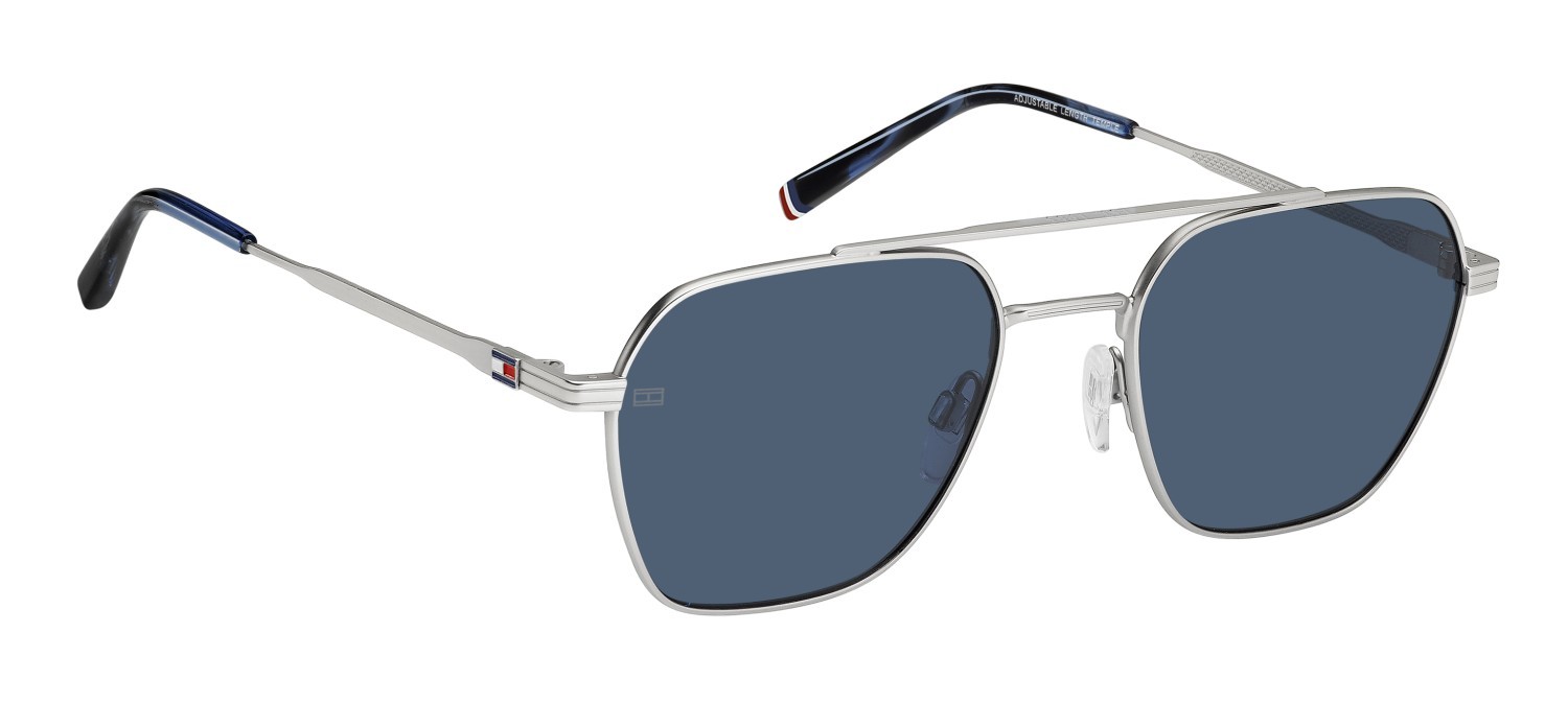 Occhiali da sole Tommy Hilfiger Th 2192/S 207942 CTL KU colore matte palladium forma rettangolare lenti blue