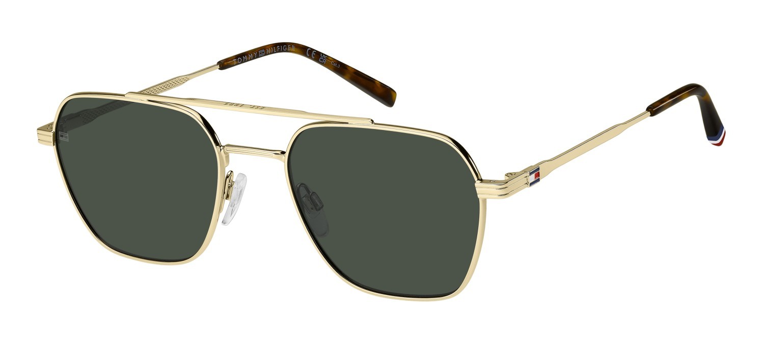 Sunglasses Tommy Hilfiger Th 2192/S 207942 J5G QT color gold shape rectangle lenses green