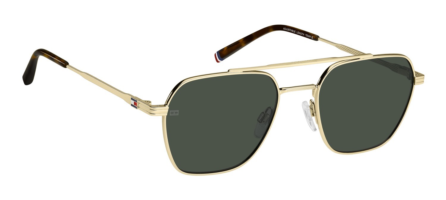 Sunglasses Tommy Hilfiger Th 2192/S 207942 J5G QT color gold shape rectangle lenses green
