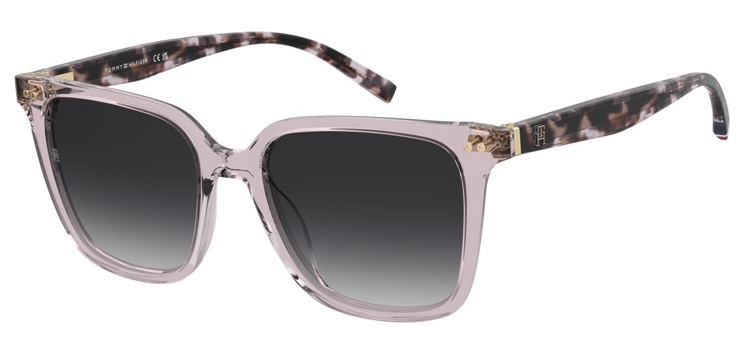 Sonnenbrillen Tommy Hilfiger Th 2211/S 207943 35J 9O farbe pink form quadratisch gläser dark grey shaded