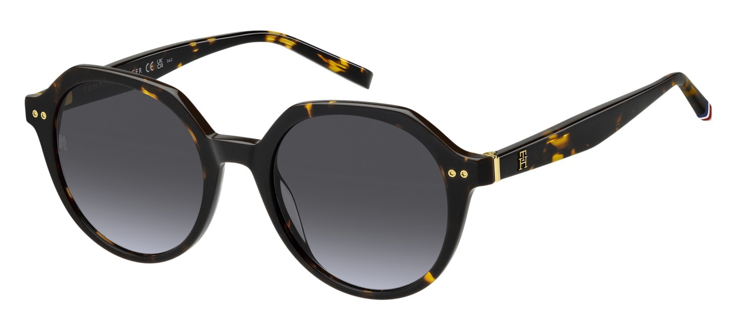 Sunglasses Tommy Hilfiger Th 2212/S 207944 086 GB color havana shape round lenses grey azure