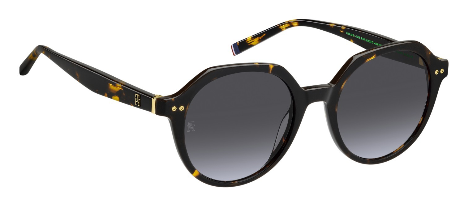 Sunglasses Tommy Hilfiger Th 2212/S 207944 086 GB color havana shape round lenses grey azure