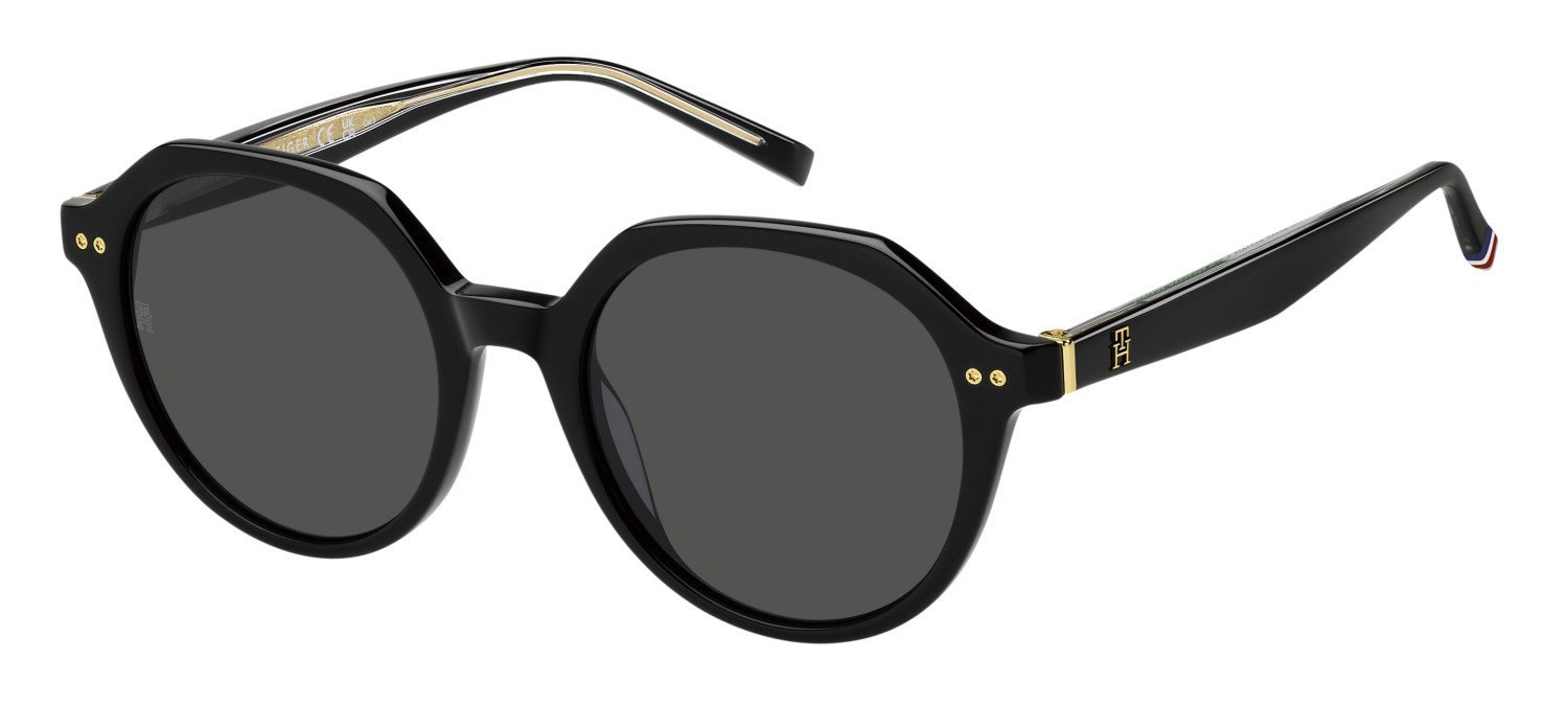 Occhiali da sole Tommy Hilfiger Th 2212/S 207944 807 IR colore black forma rotondo lenti grey
