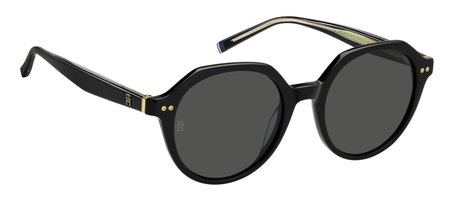 Occhiali da sole Tommy Hilfiger Th 2212/S 207944 807 IR colore black forma rotondo lenti grey