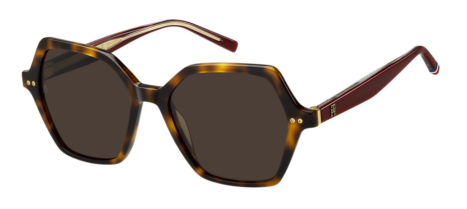 Sunglasses Tommy Hilfiger Th 2213/S 207945 05L 70 color havana 2 shape butterfly lenses brown