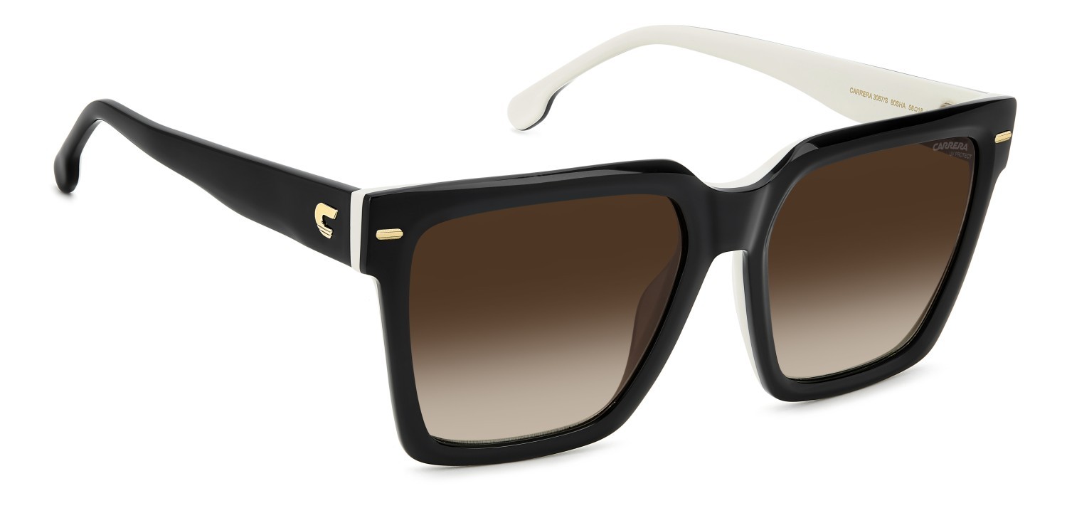 Sonnenbrillen Carrera 3067/S 207951 80S HA farbe black white form rechteckig gläser brown shaded