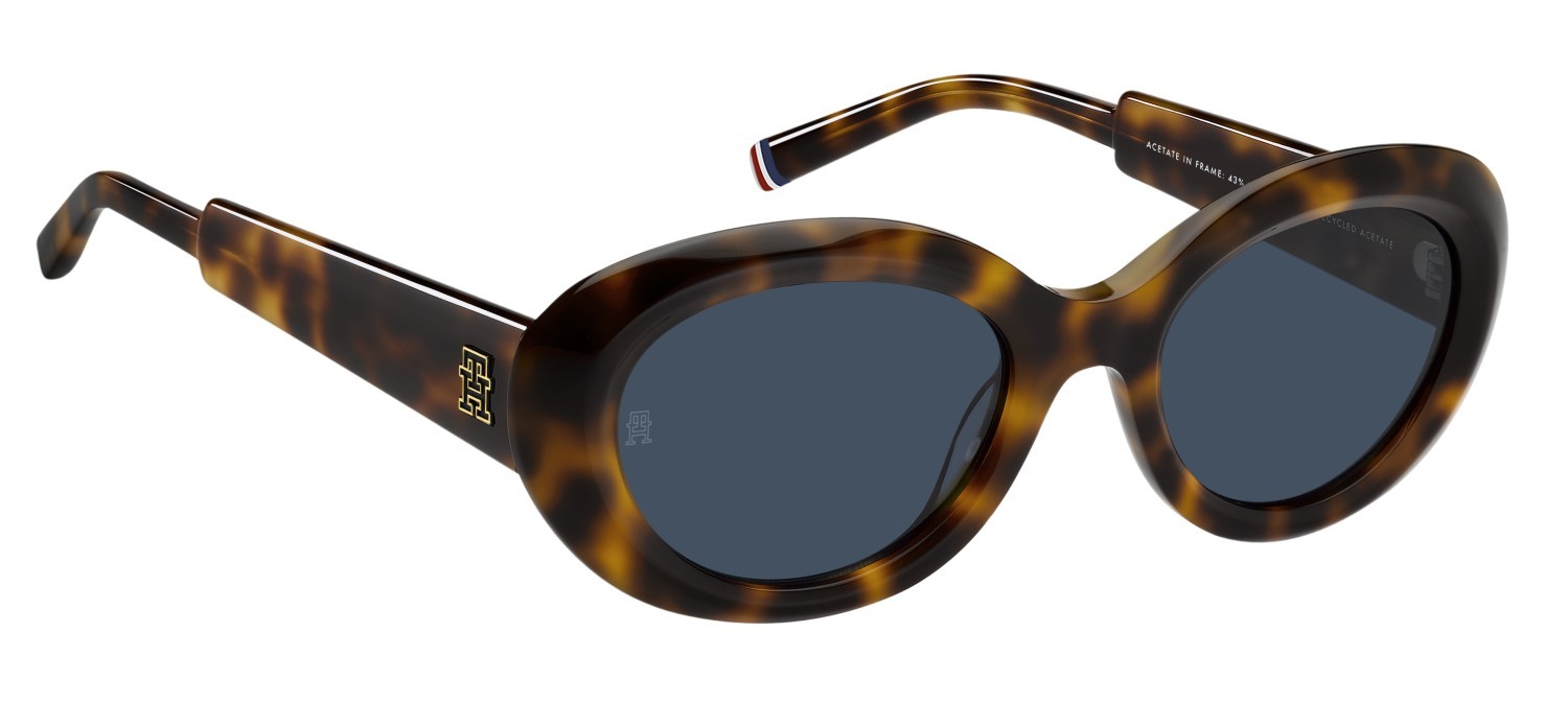 Sunglasses Tommy Hilfiger Th 2207/S 207966 05L KU color havana 2 shape oval lenses blue