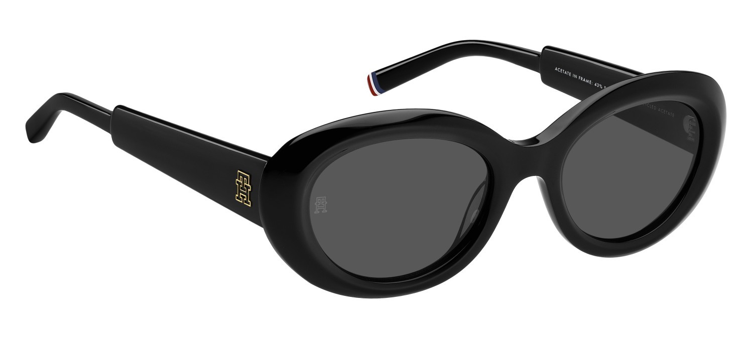 Sunglasses Tommy Hilfiger Th 2207/S 207966 807 IR color black shape oval lenses grey