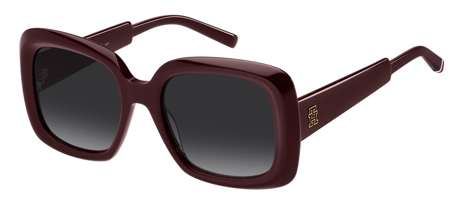 Sonnenbrillen Tommy Hilfiger Th 2208/S 207967 LHF 9O farbe burgundy form quadratisch gläser dark grey shaded