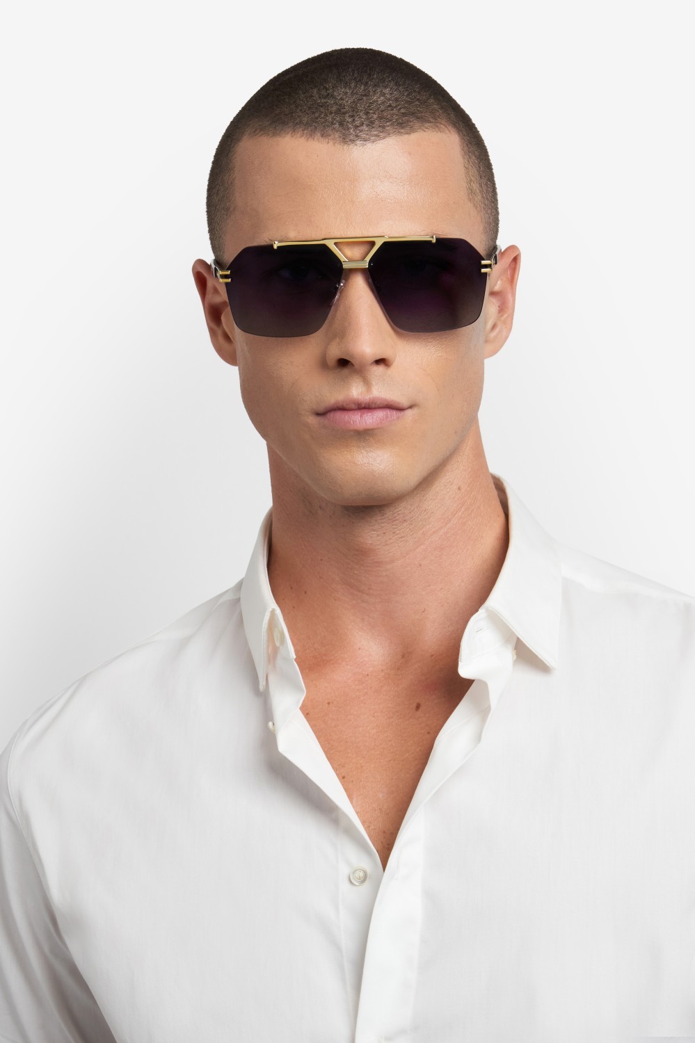 Sunglasses Marc Jacobs 837/S 207968 J5G 9O color gold shape rectangle lenses dark grey shaded