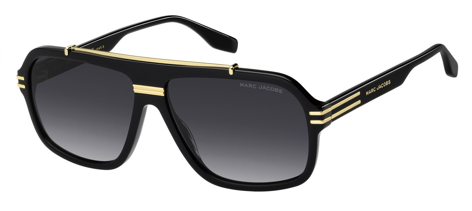 Occhiali da sole Marc Jacobs 840/S 207969 2M2 9O colore black gold forma rettangolare lenti dark grey shaded