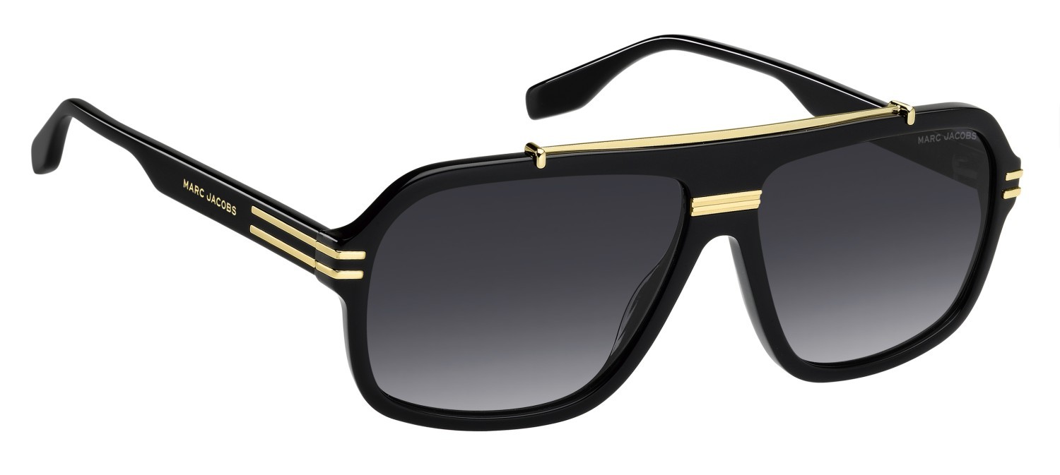 Occhiali da sole Marc Jacobs 840/S 207969 2M2 9O colore black gold forma rettangolare lenti dark grey shaded