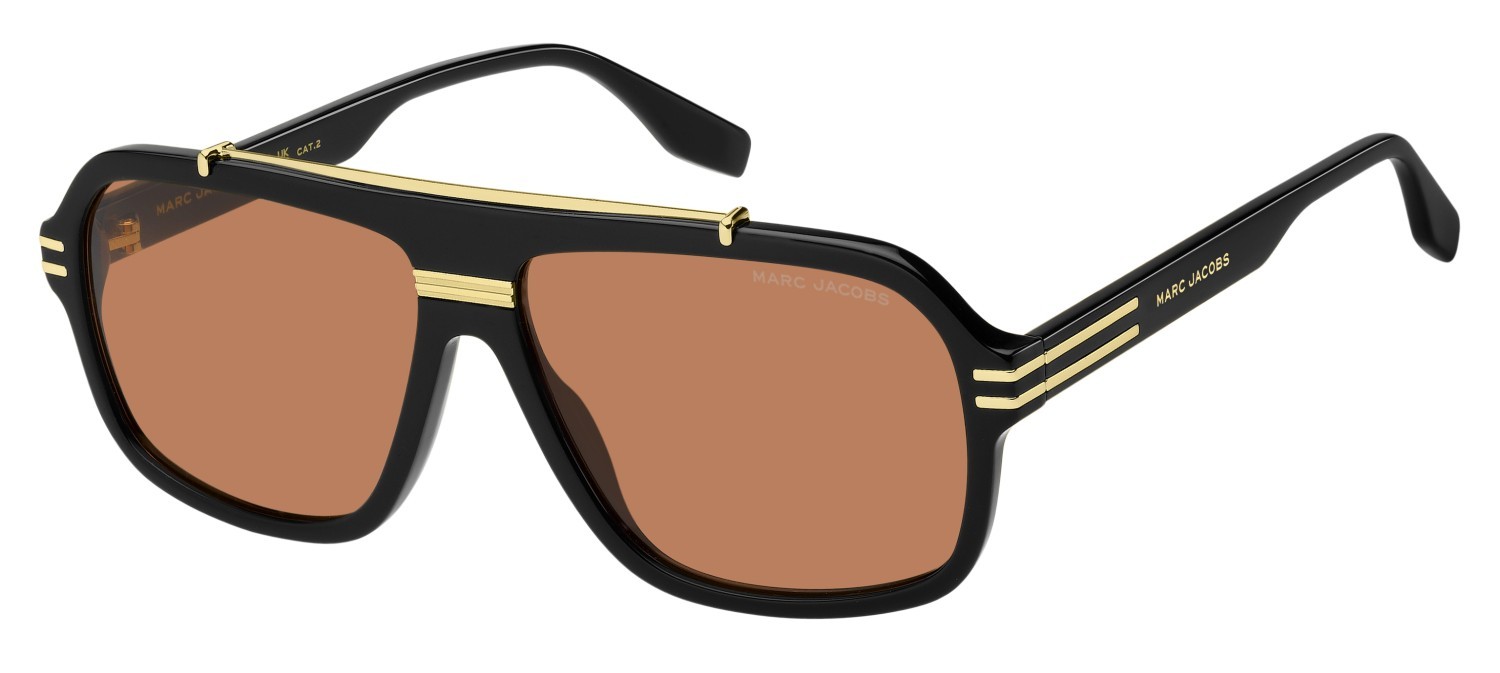 Occhiali da sole Marc Jacobs 840/S 207969 8LZ W7 colore black orange forma rettangolare lenti orange