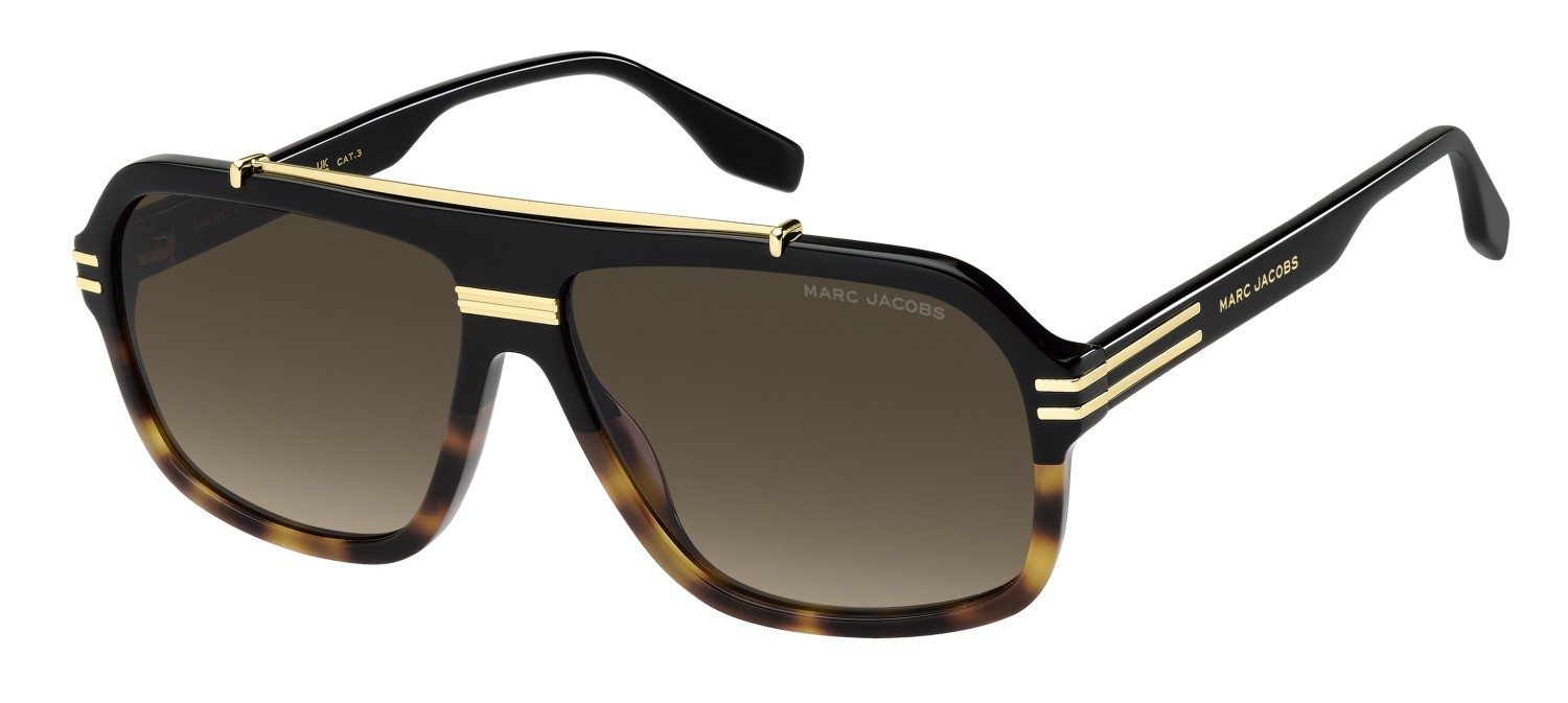 Occhiali da sole Marc Jacobs 840/S 207969 W4A HA colore black shaded havana forma rettangolare lenti brown shaded