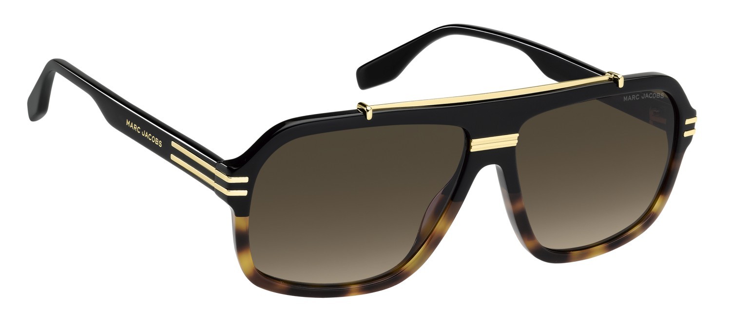 Occhiali da sole Marc Jacobs 840/S 207969 W4A HA colore black shaded havana forma rettangolare lenti brown shaded