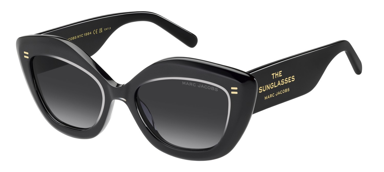 Occhiali da sole Marc Jacobs 800/S 207970 MNG 9O colore crystal black forma rettangolare lenti dark grey shaded