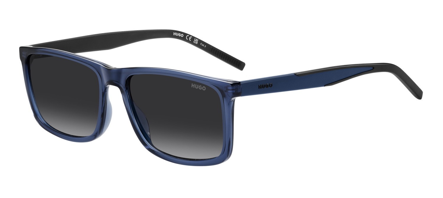 Sunglasses Hugo Hg 1337/S 207973 PJP 9O color blue shape rectangle lenses dark grey shaded